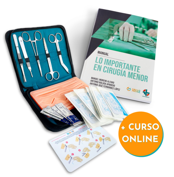 Súper Pack plus: kit completo cirugía menor y suturas + libro + curso online